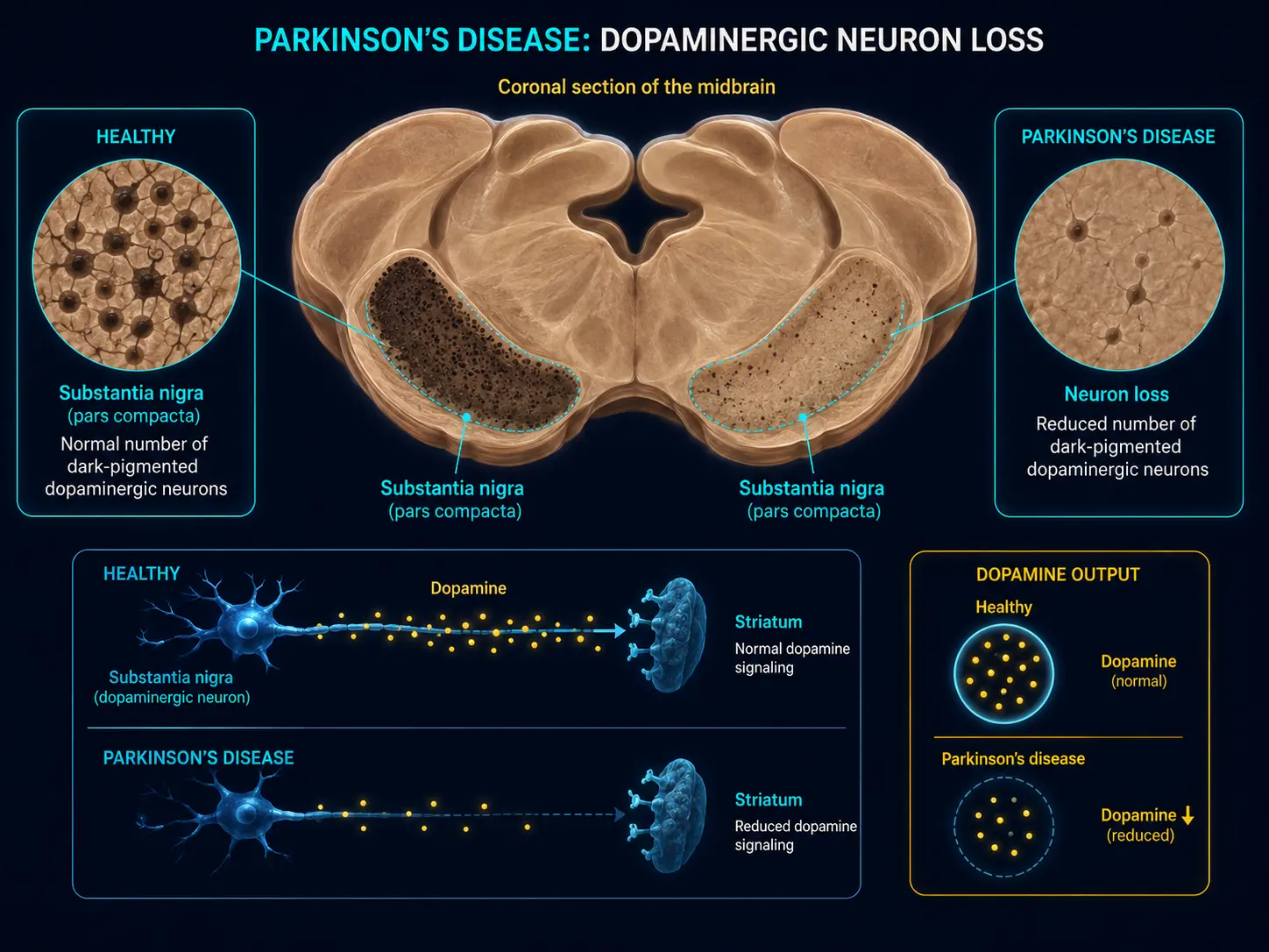 Parkinson's substantia nigra dopaminergic neuron loss