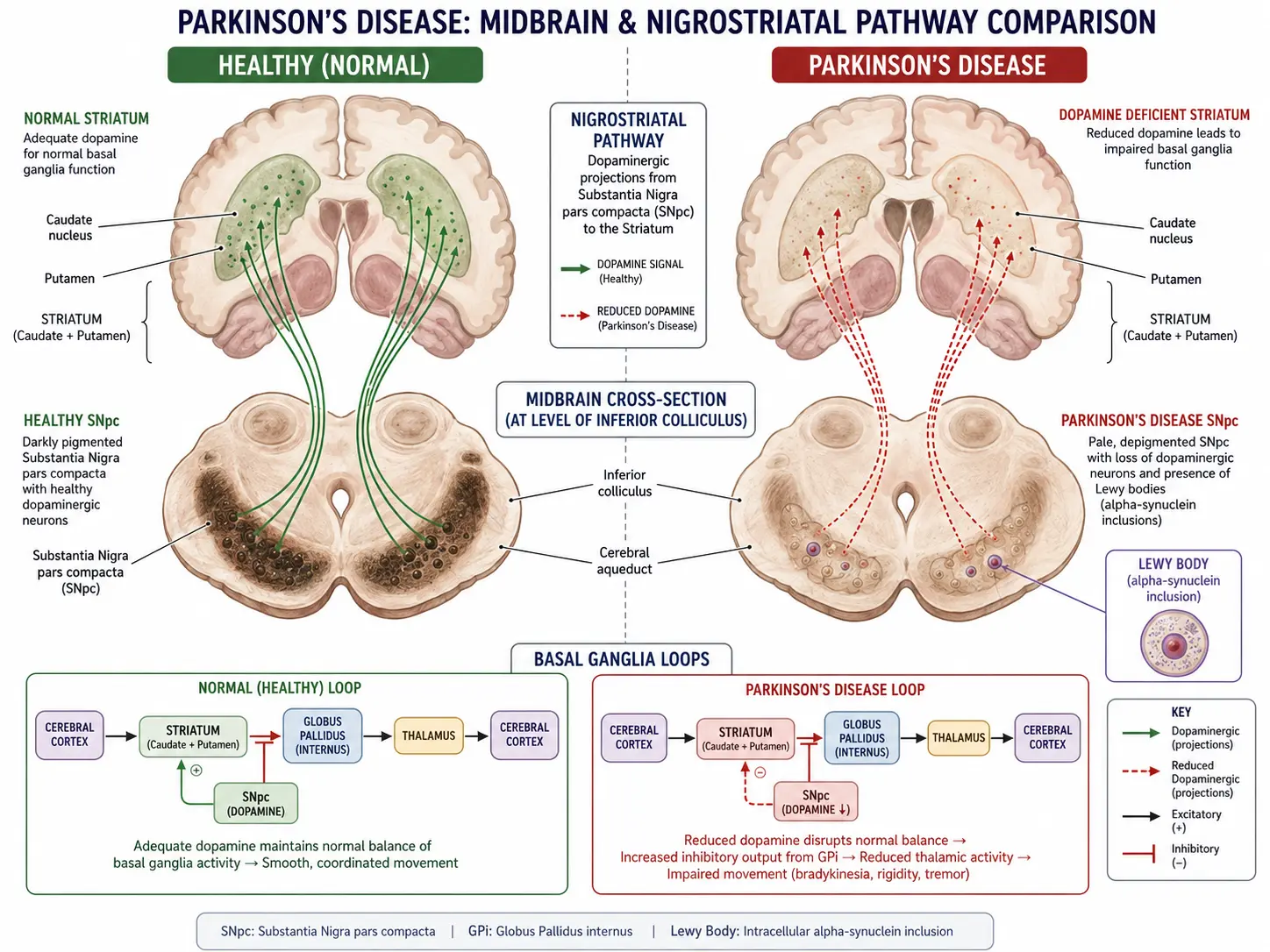 Substantia nigra dopamine loss