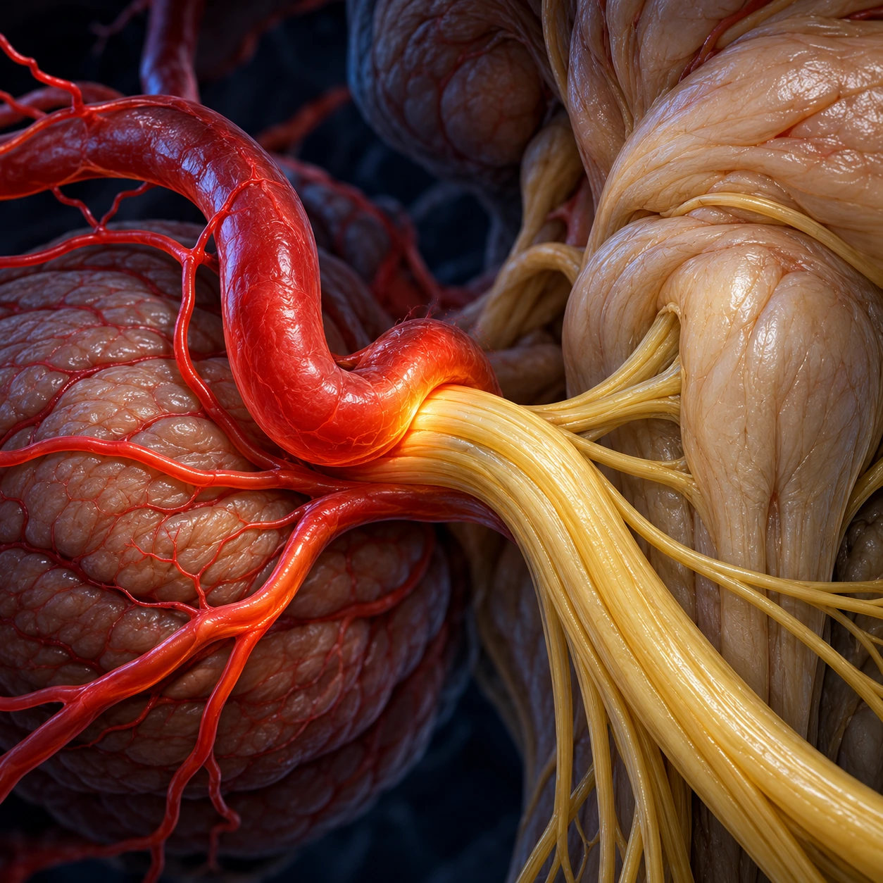 Illustration of an artery pressing on the trigeminal nerve root