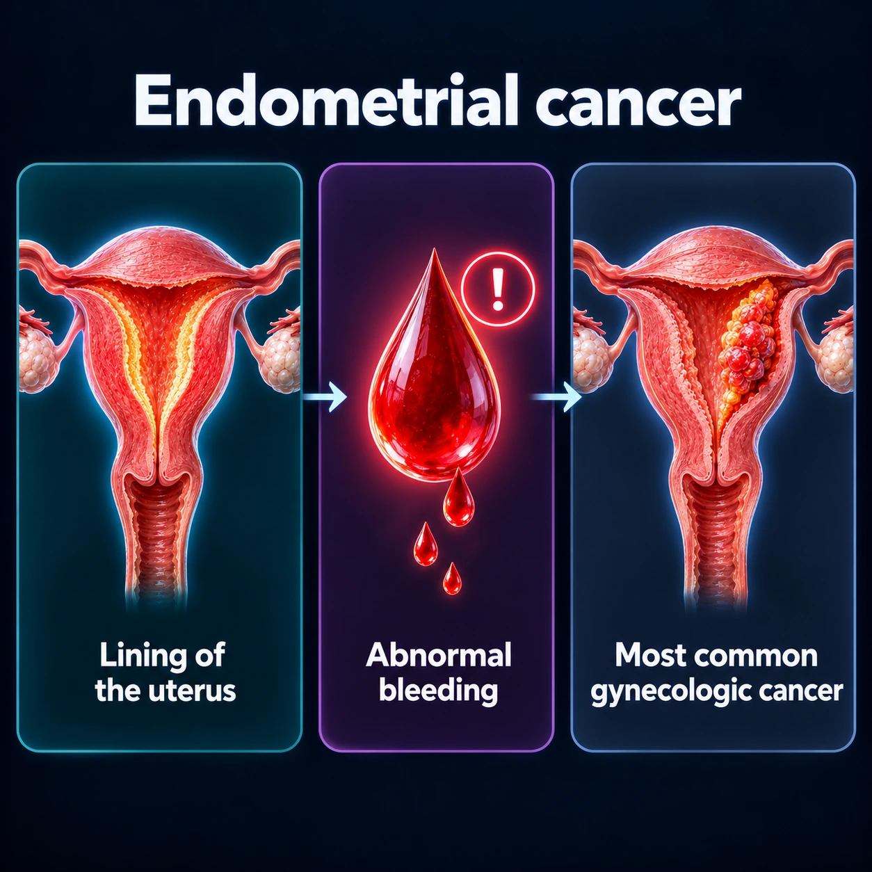 Infographic: lining of the uterus, abnormal bleeding, most common gynecologic cancer