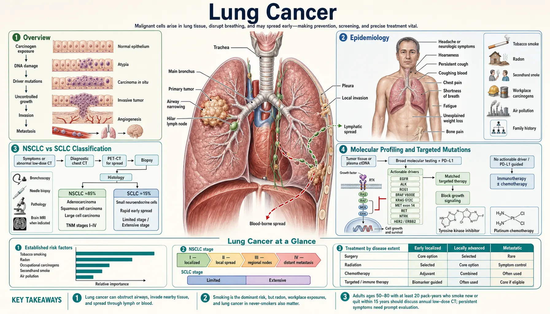 Lung Cancer — scientific infographic poster