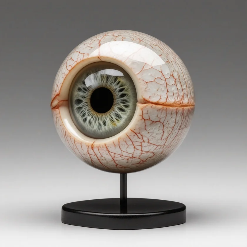 An eye model with granular deposits in the cornea