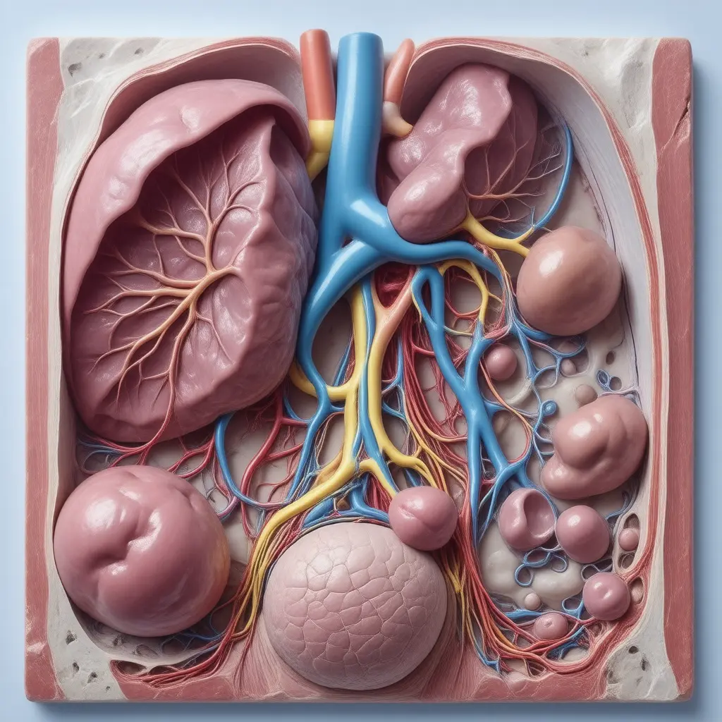 Anatomical cross-section illustrating organs affected by Orthopedics