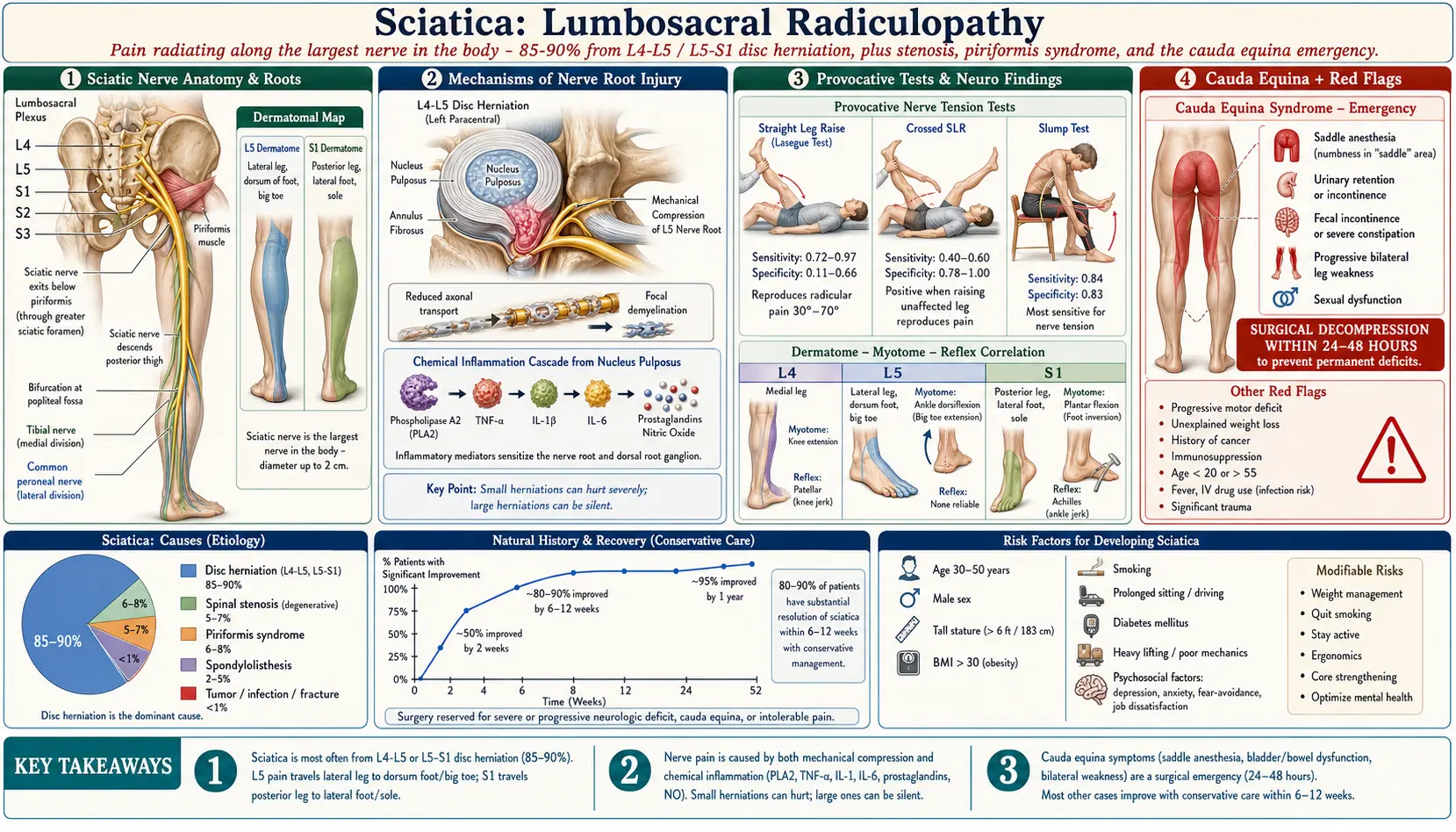 Sciatica — scientific infographic poster