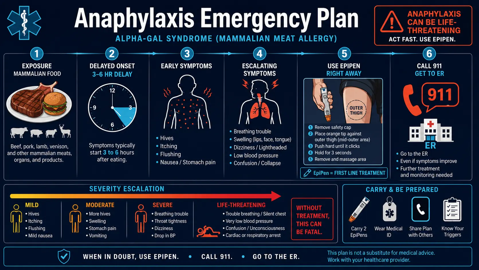Anaphylaxis emergency action plan timeline
