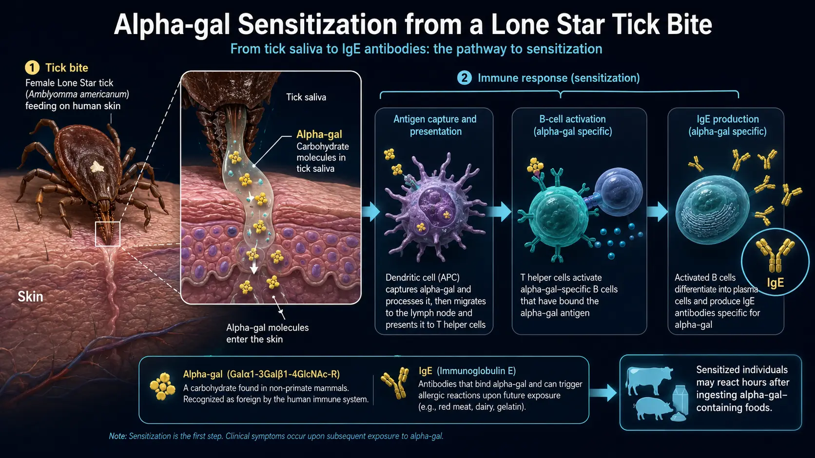 Lone Star tick saliva alpha-gal sensitization mechanism