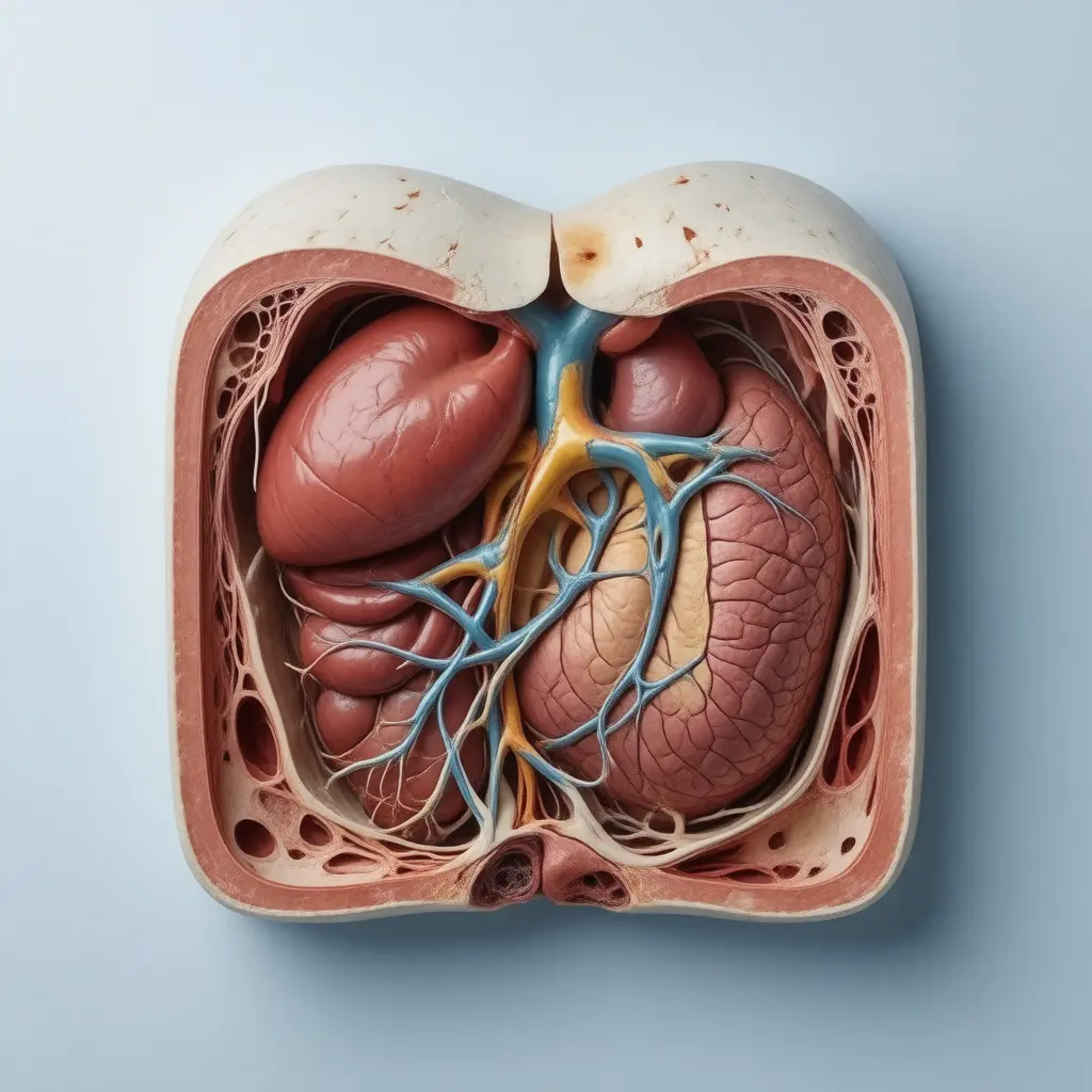 Anatomical cross-section illustrating organs affected by Chronic Pain