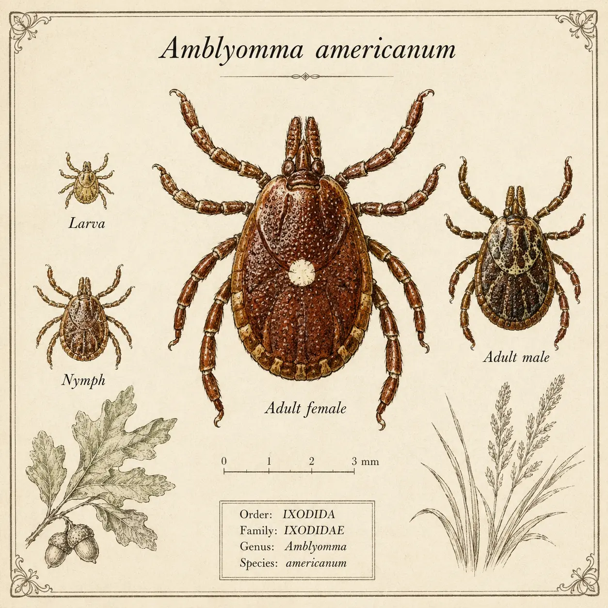 Lone Star tick (Amblyomma americanum) with diagnostic white spot