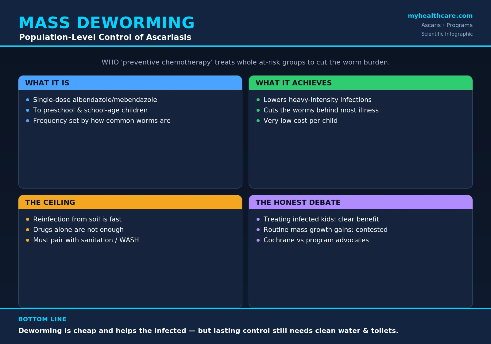 Mass deworming programs for ascariasis — scientific infographic poster