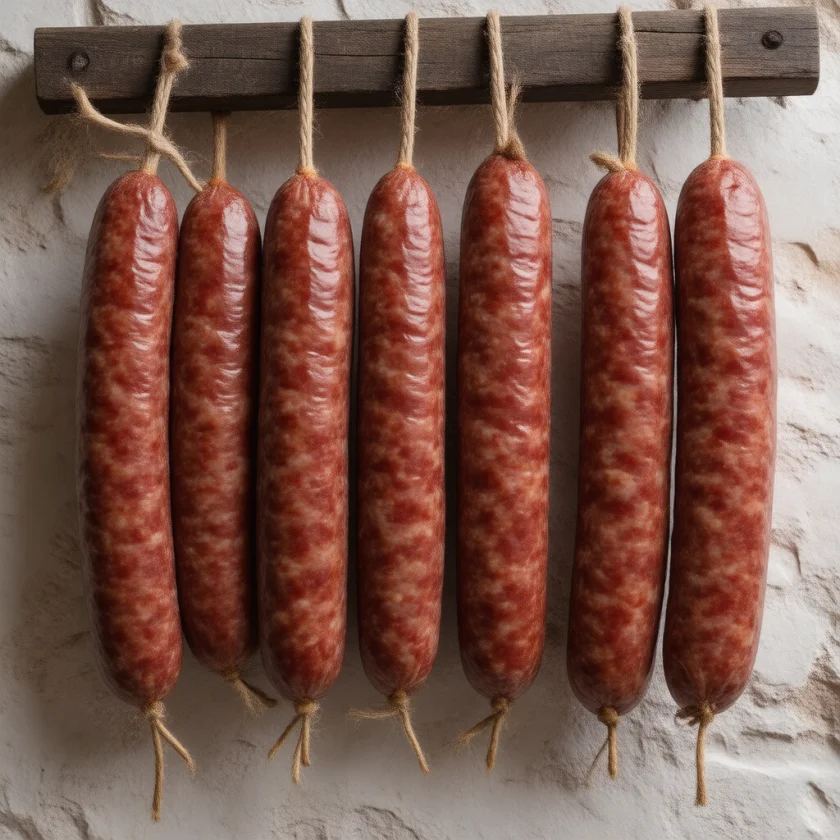 Homemade dried pork sausages, a frequent outbreak source