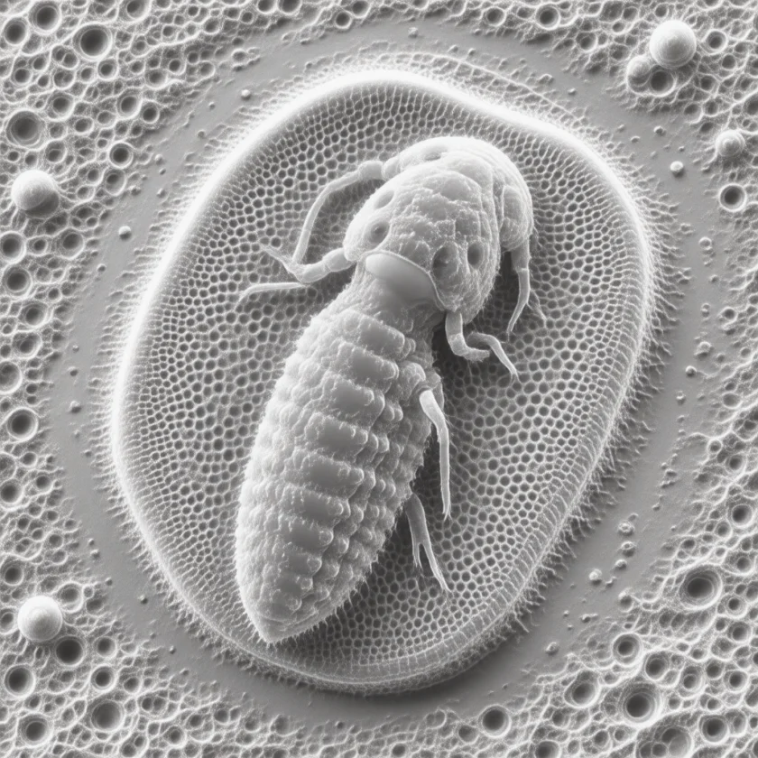 A trichomonad clinging to a vaginal cell