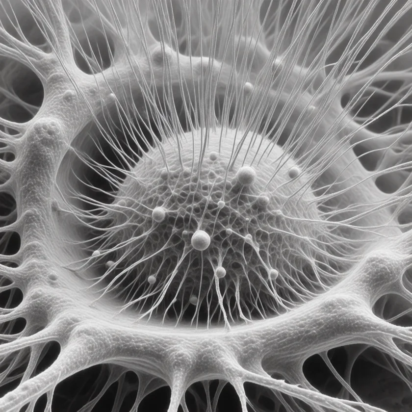respiratory syncytial virus particles budding from an airway cell