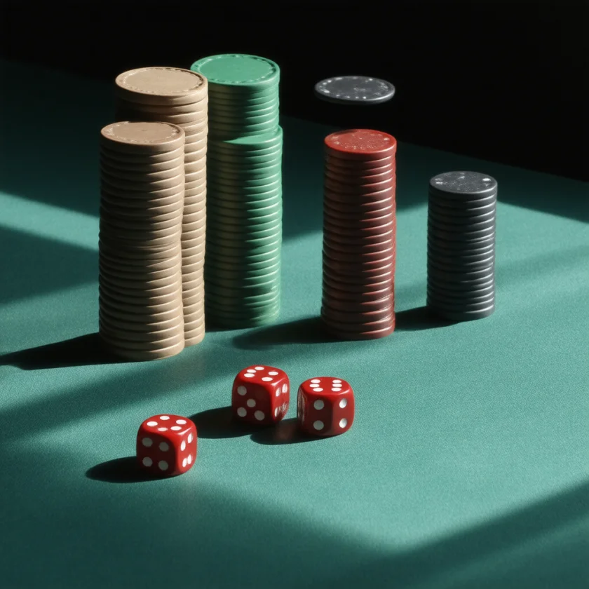 Dice and chips, the tools of casino gambling