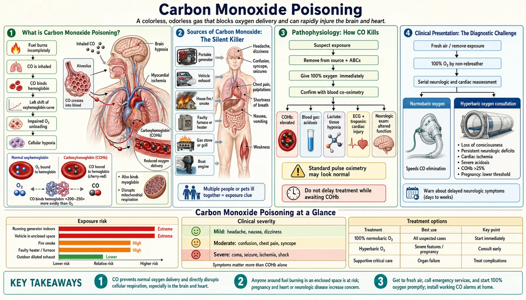 Carbon Monoxide Poisoning — scientific infographic poster
