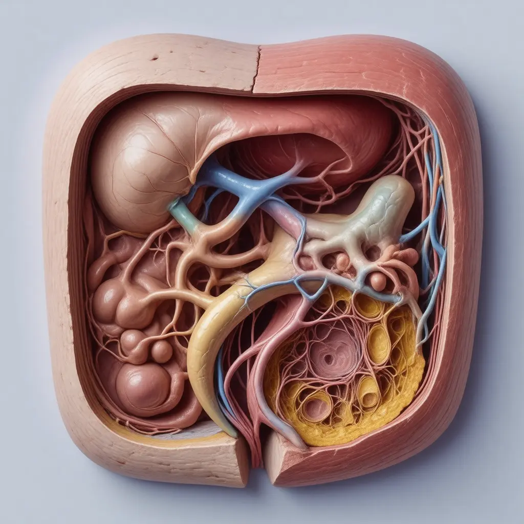 Anatomical cross-section illustrating organs affected by Endometriosis