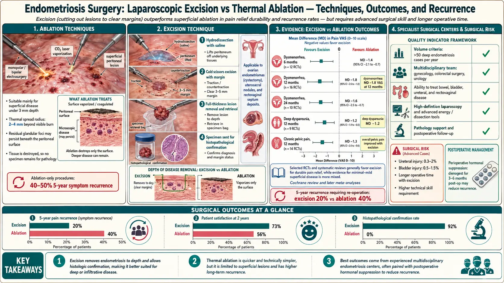 Laparoscopy Excision vs Ablation — scientific infographic poster