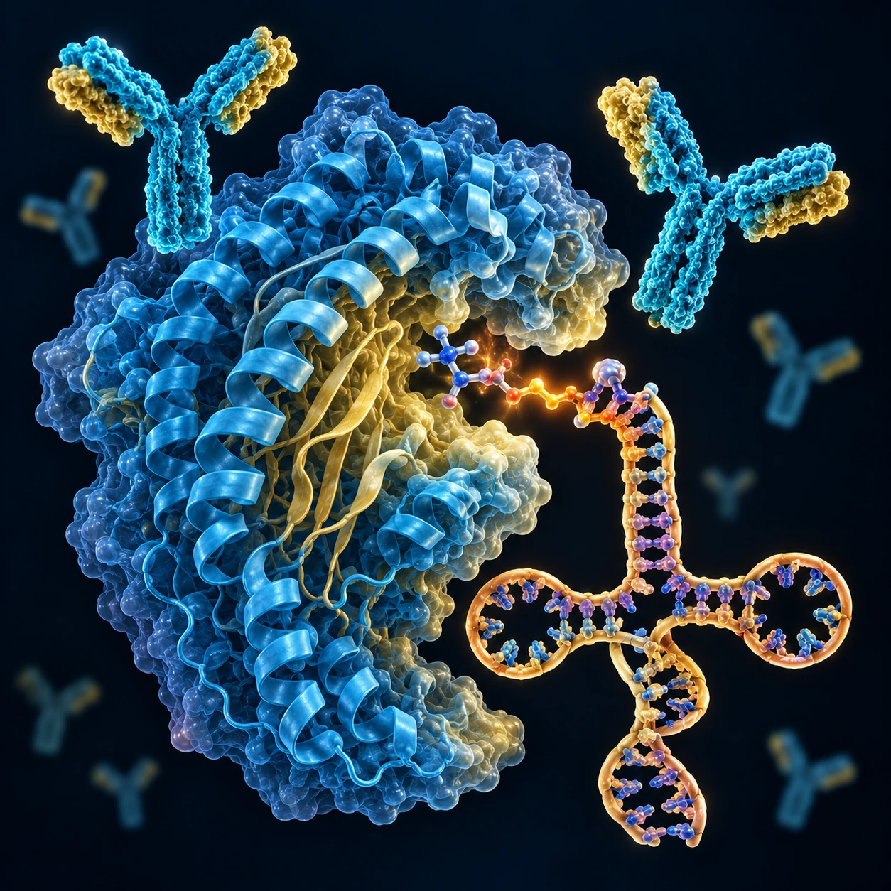 Antibodies targeting a synthetase enzyme and transfer RNA