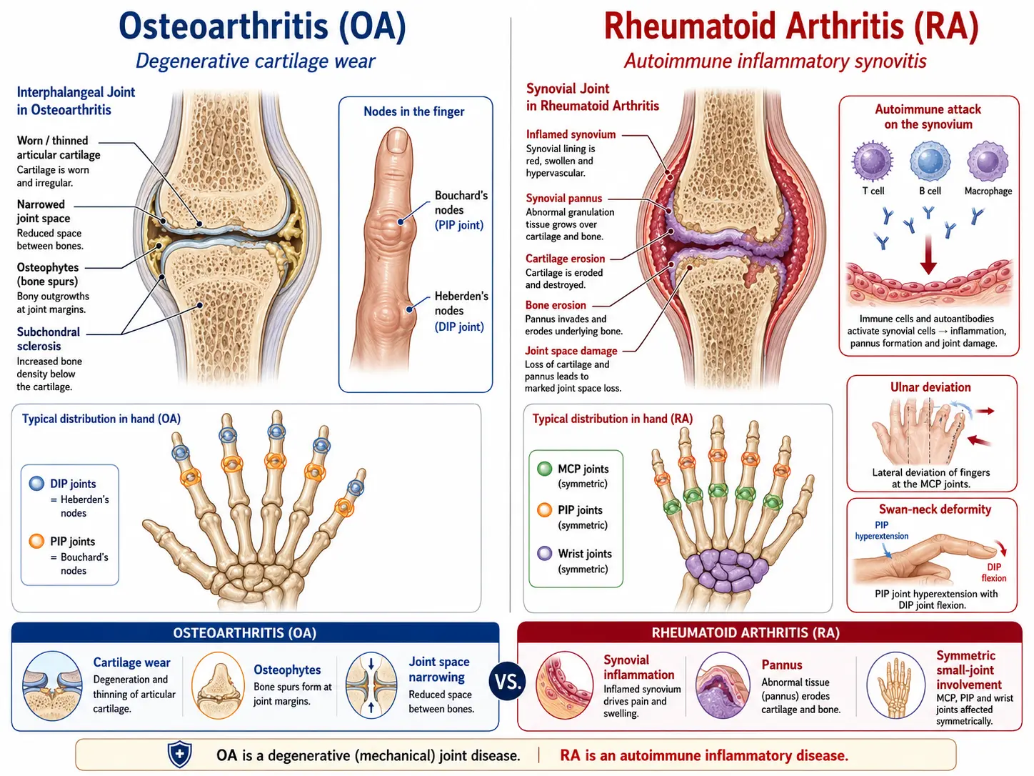 Osteoarthritis vs rheumatoid