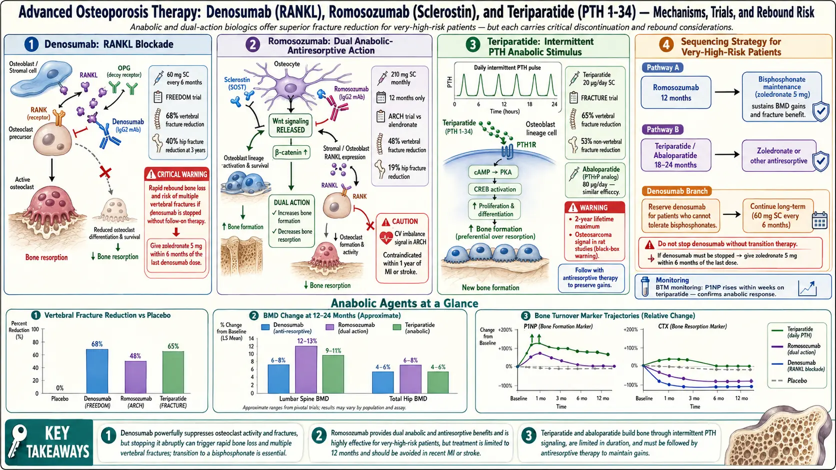 Denosumab Romosozumab and Teriparatide — scientific infographic poster