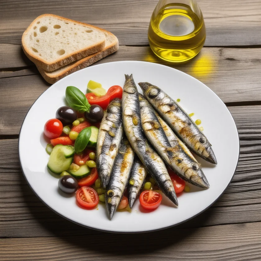 A Mediterranean-style meal of fish, vegetables and olive oil