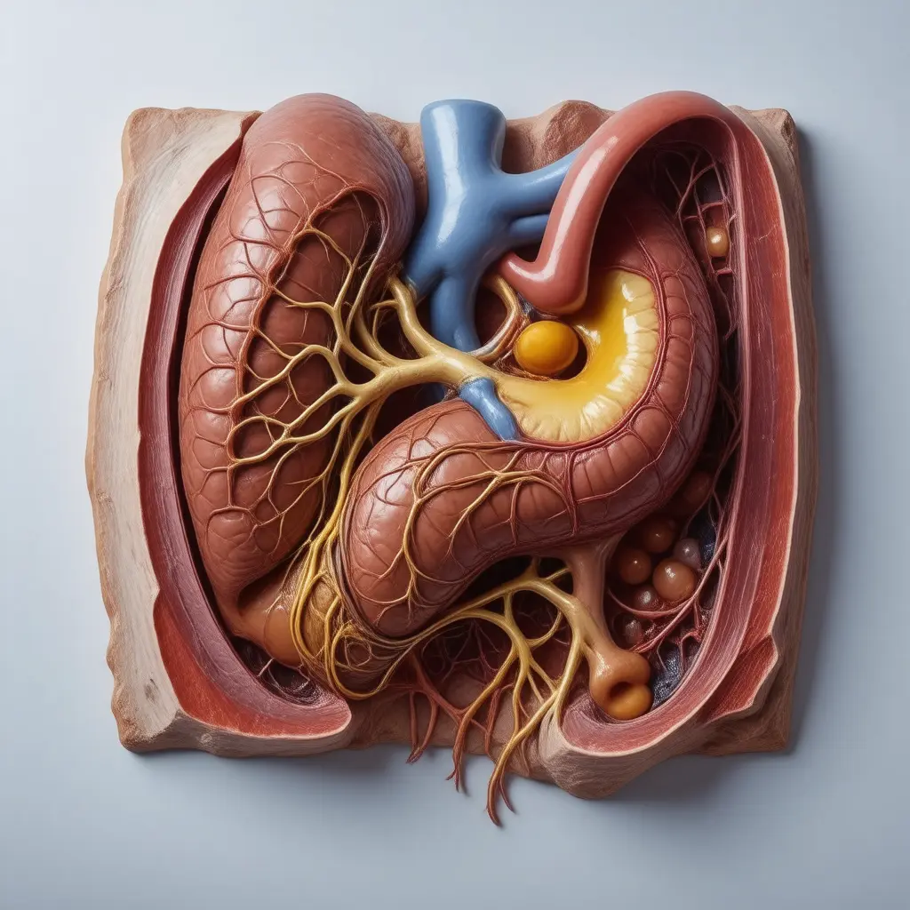 Anatomical cross-section illustrating organs affected by Dark Urine