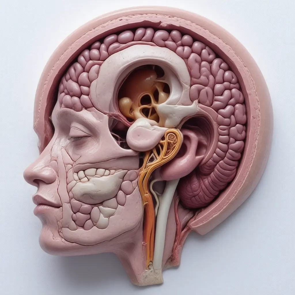 Anatomical cross-section illustrating organs affected by Hair Loss