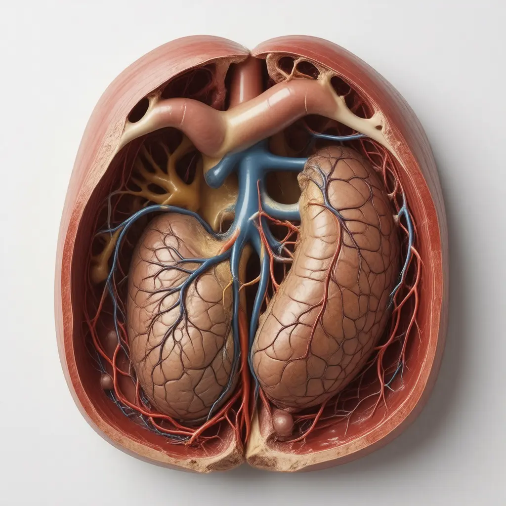Anatomical cross-section illustrating organs affected by Lightheadedness on Standing