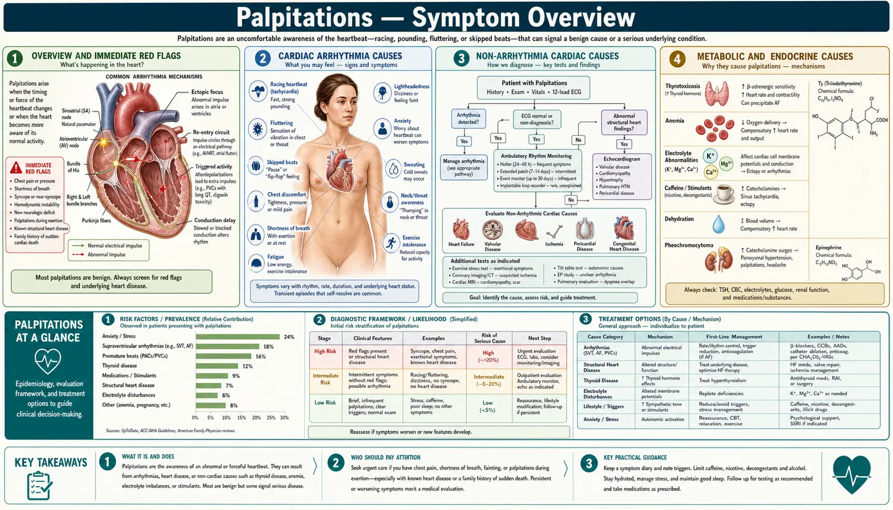 Palpitations — scientific infographic poster
