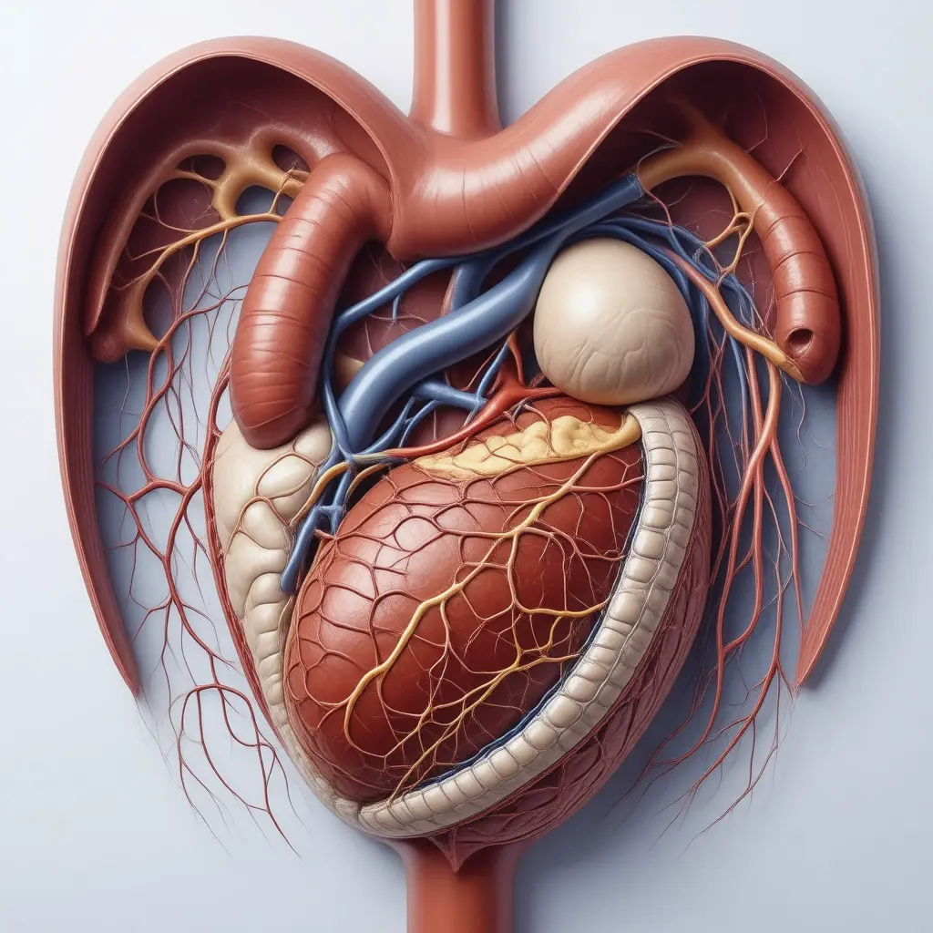 Anatomical cross-section illustrating organs affected by Reflux and Heartburn
