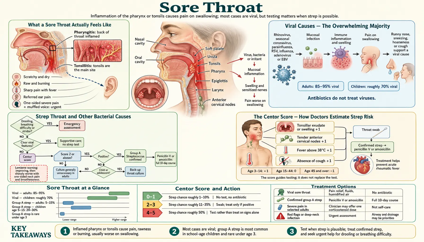 Sore Throat — scientific infographic poster