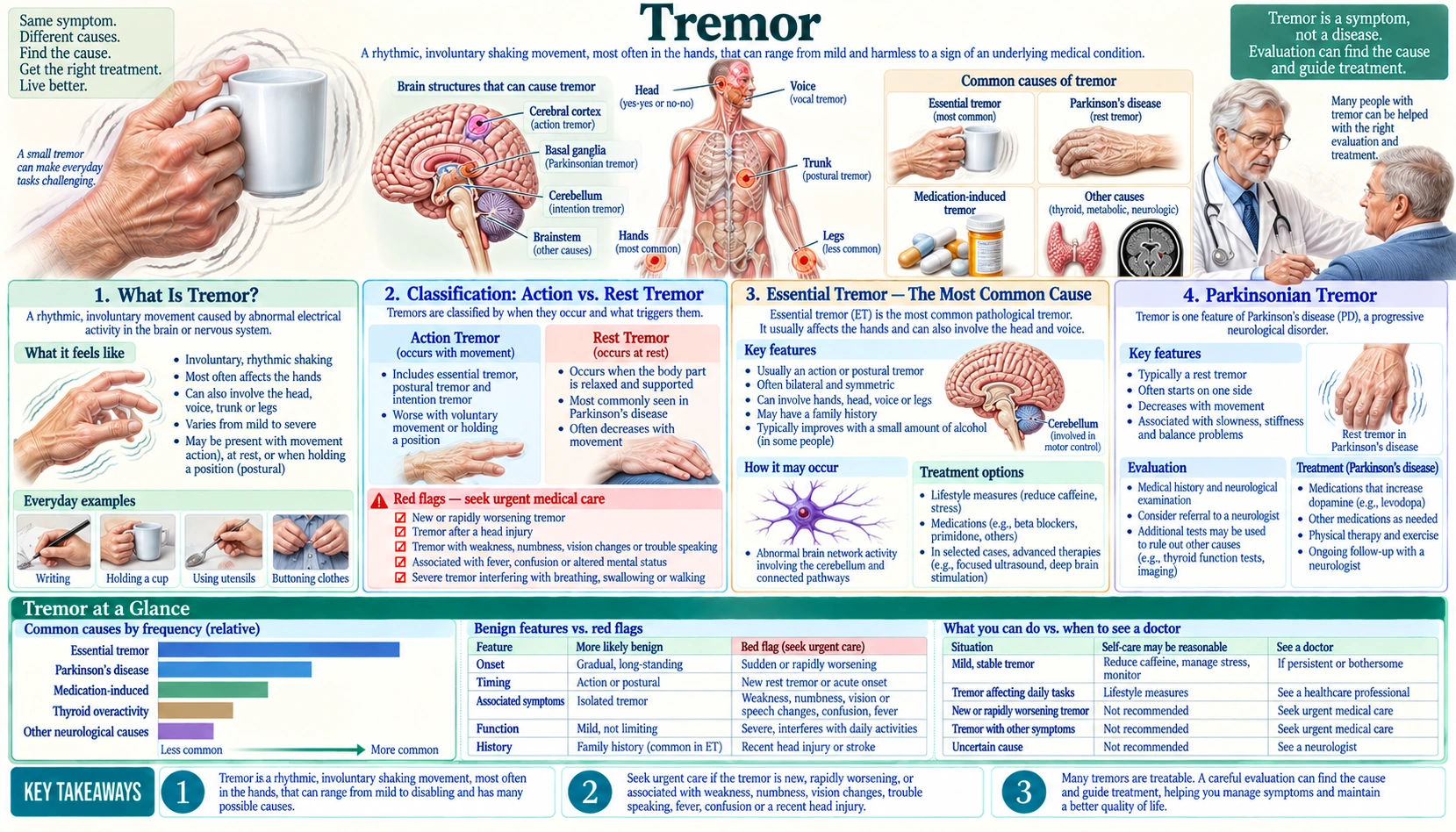 Tremor — scientific infographic poster