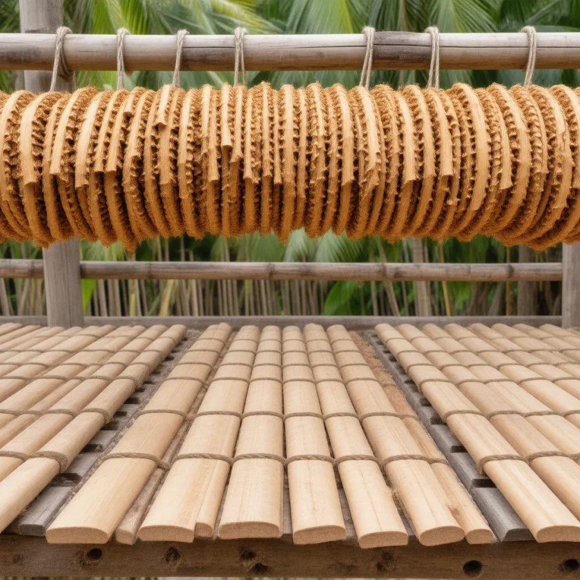 Cinnamon bark drying into quills