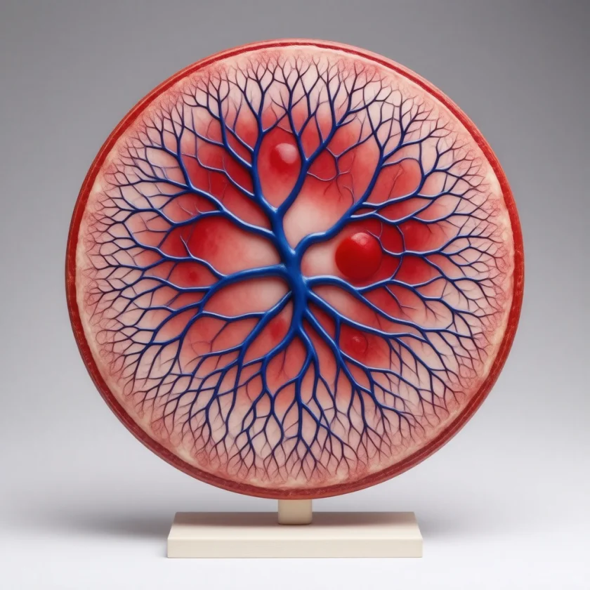 The placenta, shown as a teaching model