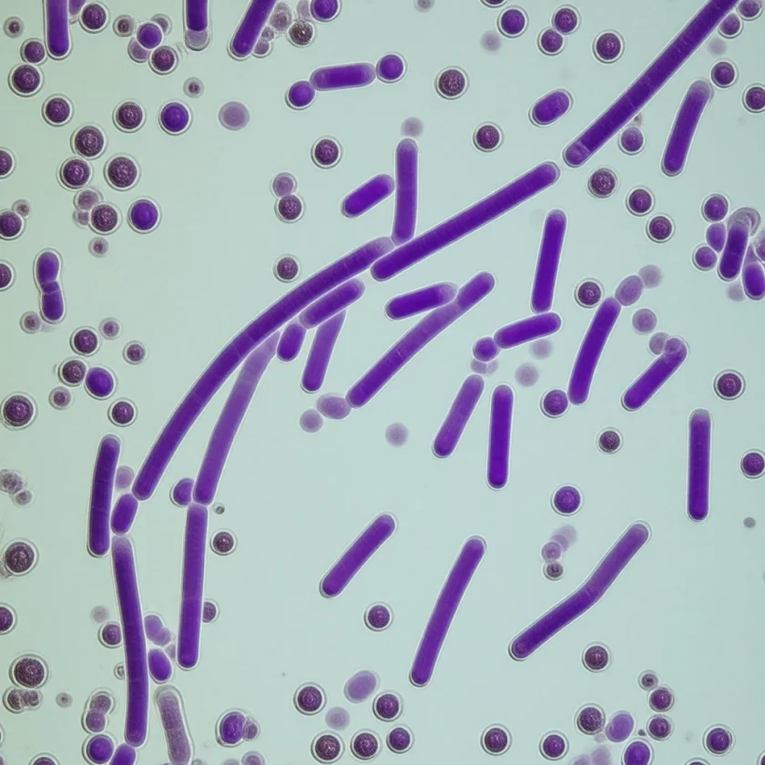 Botulism bacteria, rods with oval spores