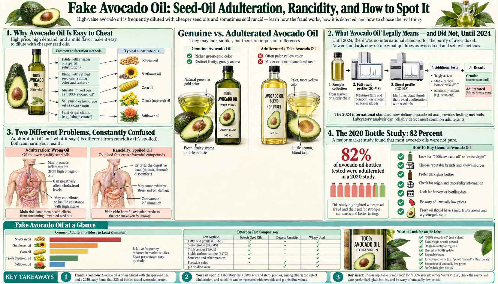 Fake Avocado Oil — scientific infographic poster
