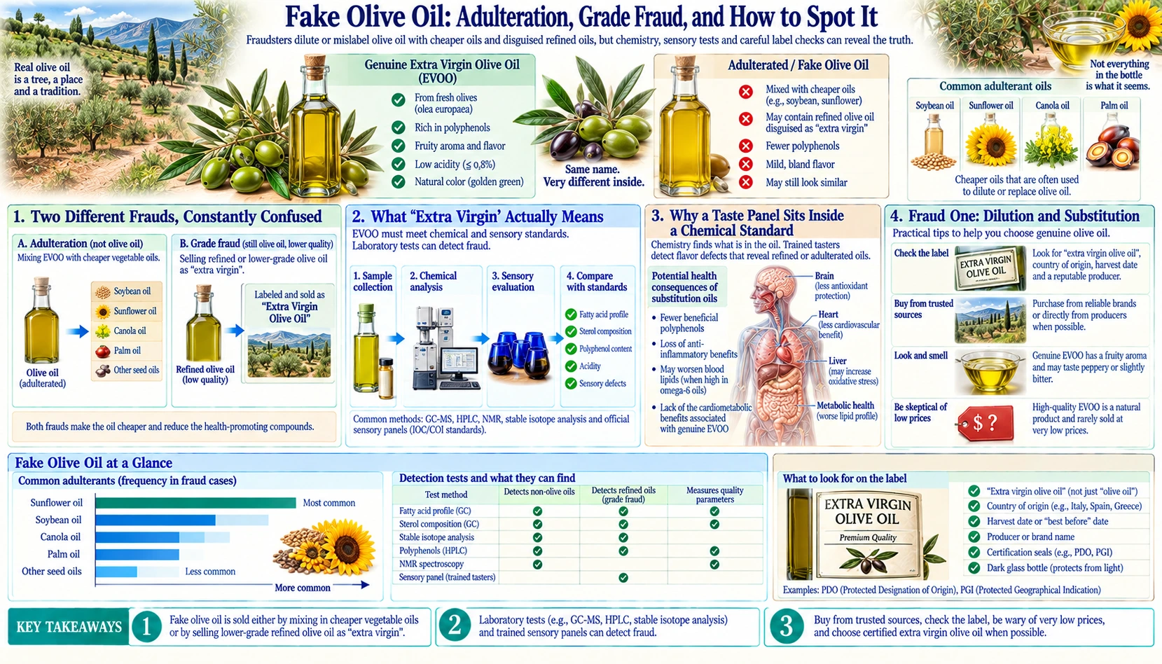 Fake Olive Oil — scientific infographic poster