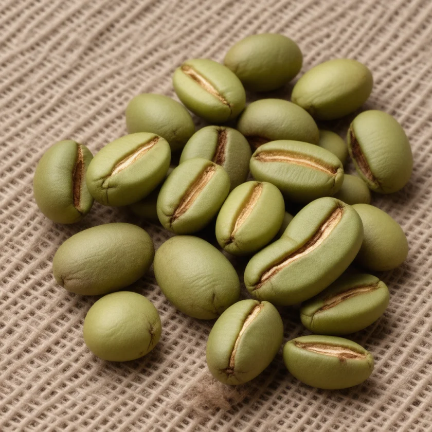 Unroasted green coffee beans, richest in chlorogenic acid