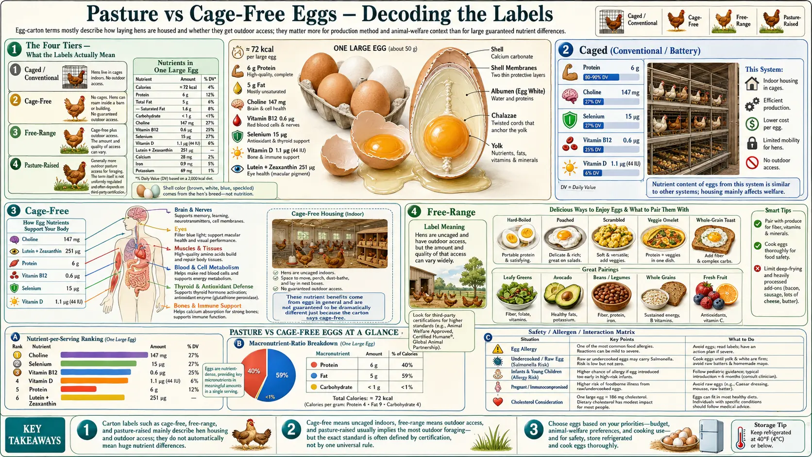 Pasture vs Cage Free — scientific infographic poster