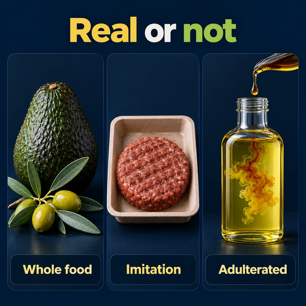 Infographic: whole food, imitation and adulterated