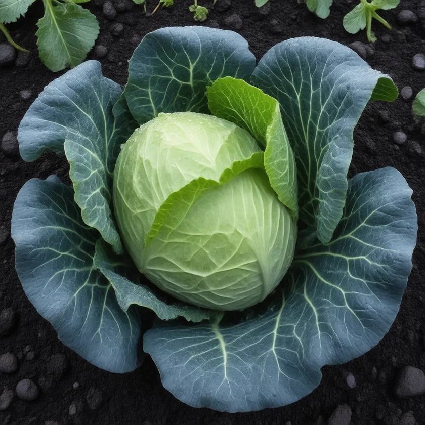 Green cabbage growing, the base of sauerkraut