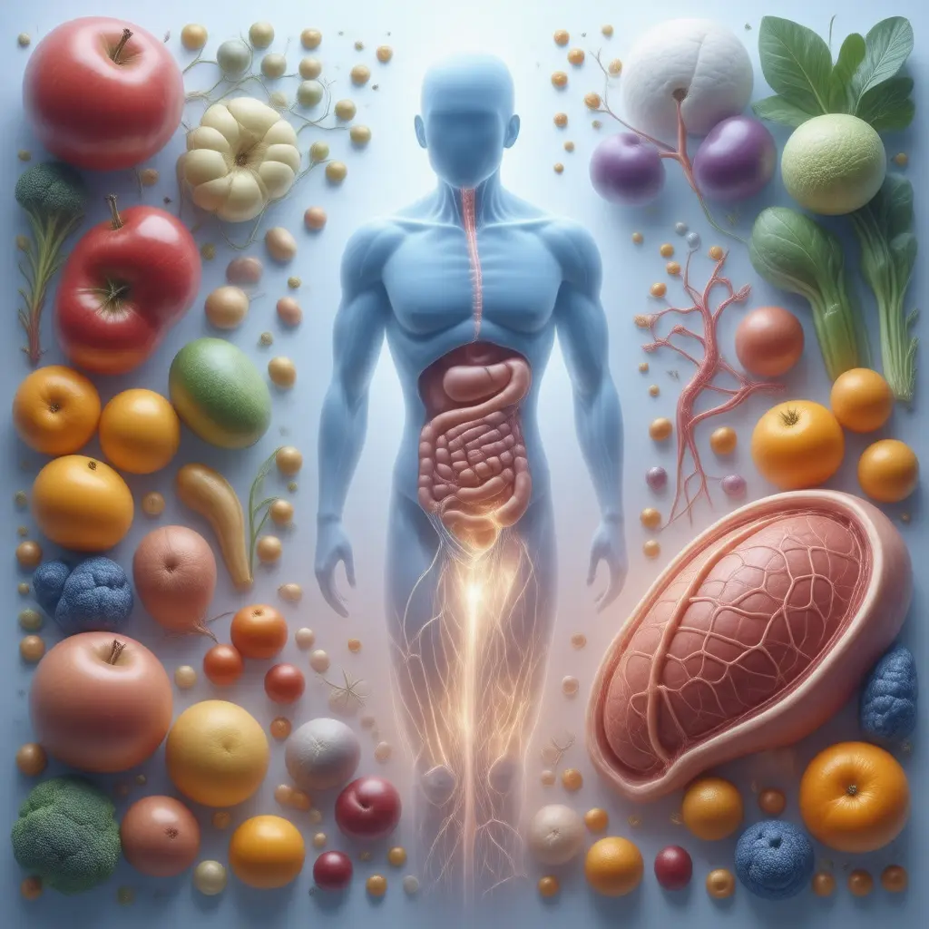 Anatomical illustration of body systems benefiting from Beneficial Foods