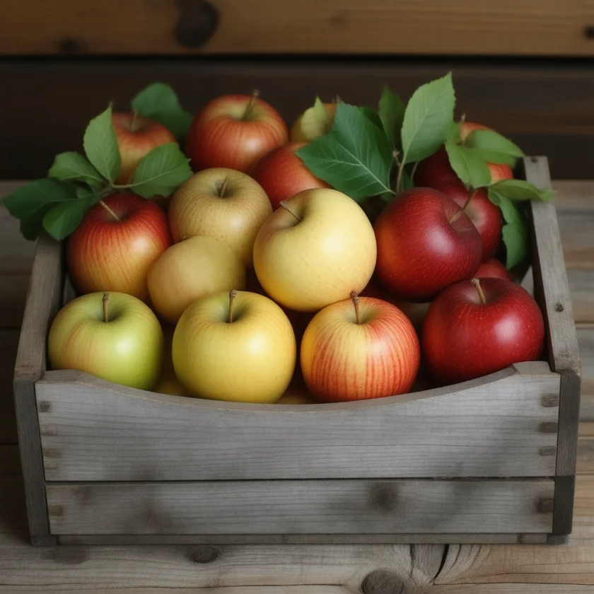 Apple varieties: green, yellow, striped and red