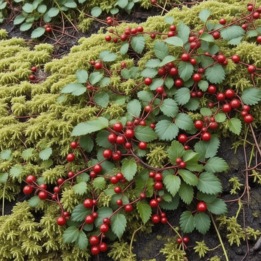 Wild cranberries on a peat bog