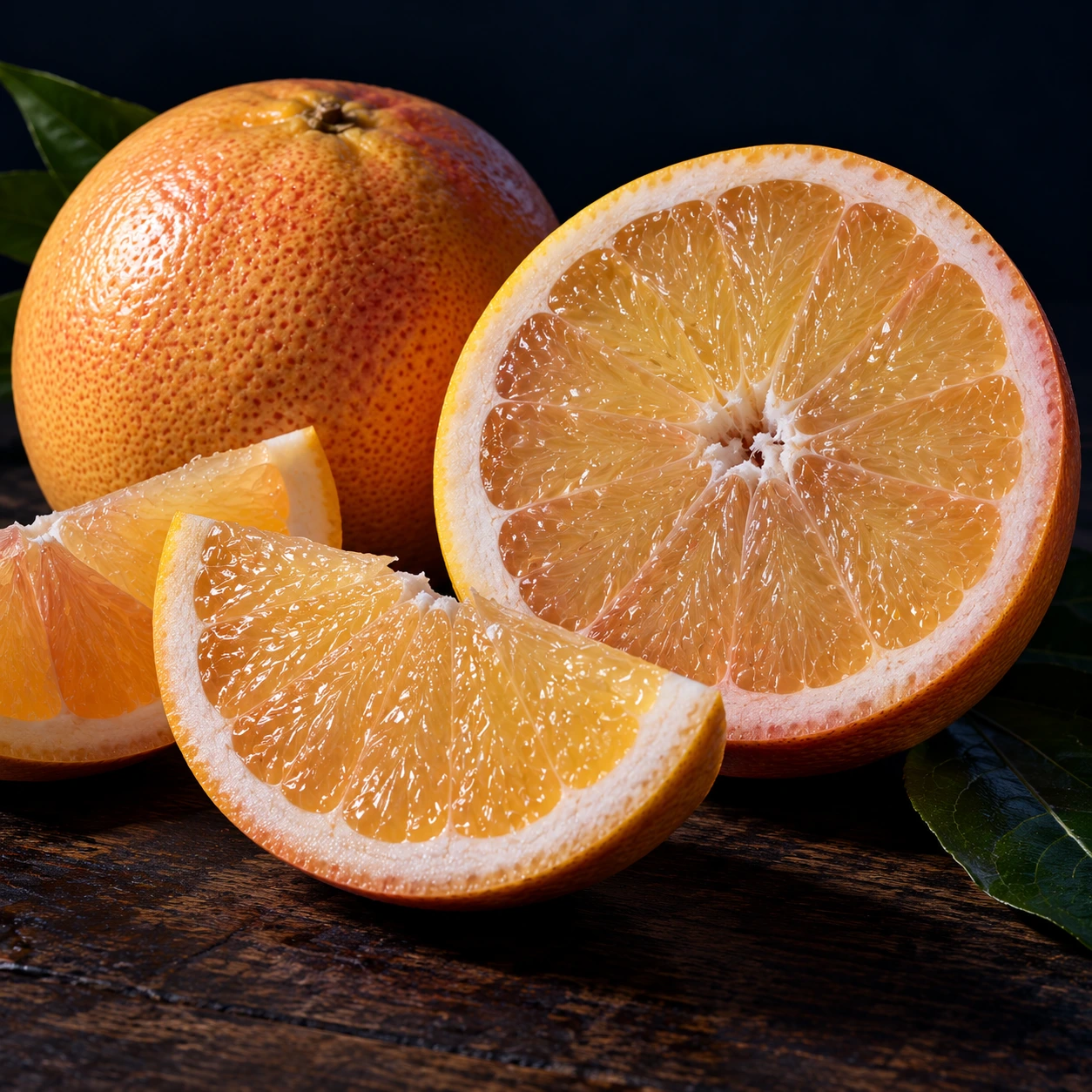 Grapefruit sliced open showing segments and pith