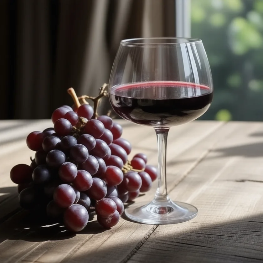 Red wine and dark grapes, both low in resveratrol