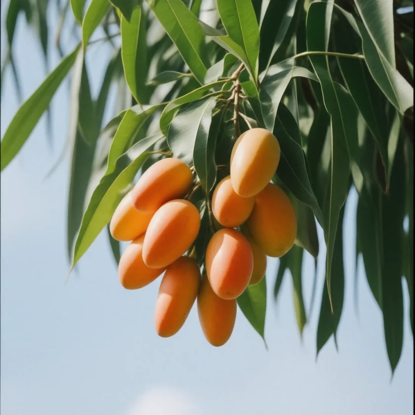 Ripe mangoes on the tree