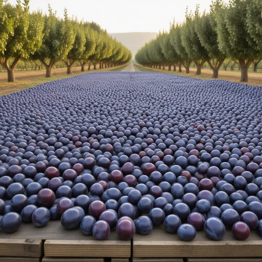 Plums drying in the sun into prunes