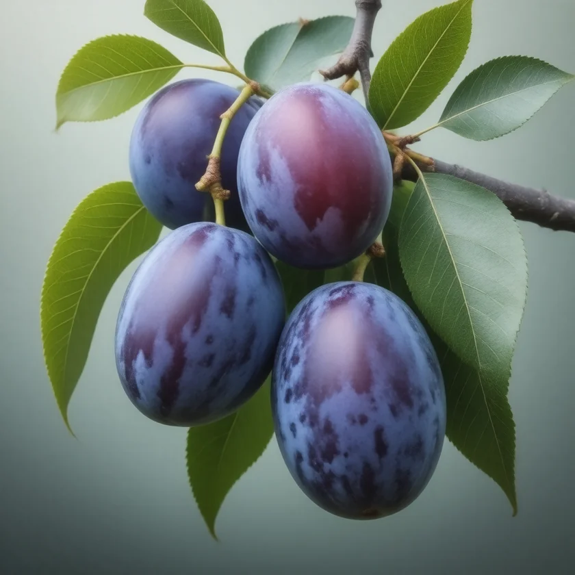Plums on the tree, before drying into prunes