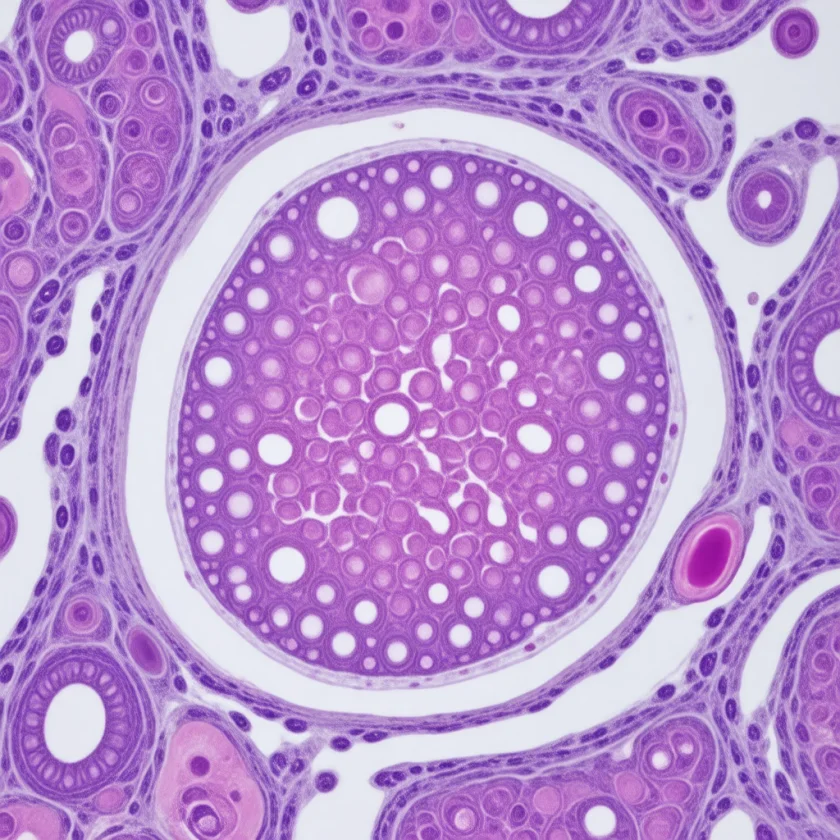 A pancreatic islet, where insulin is made