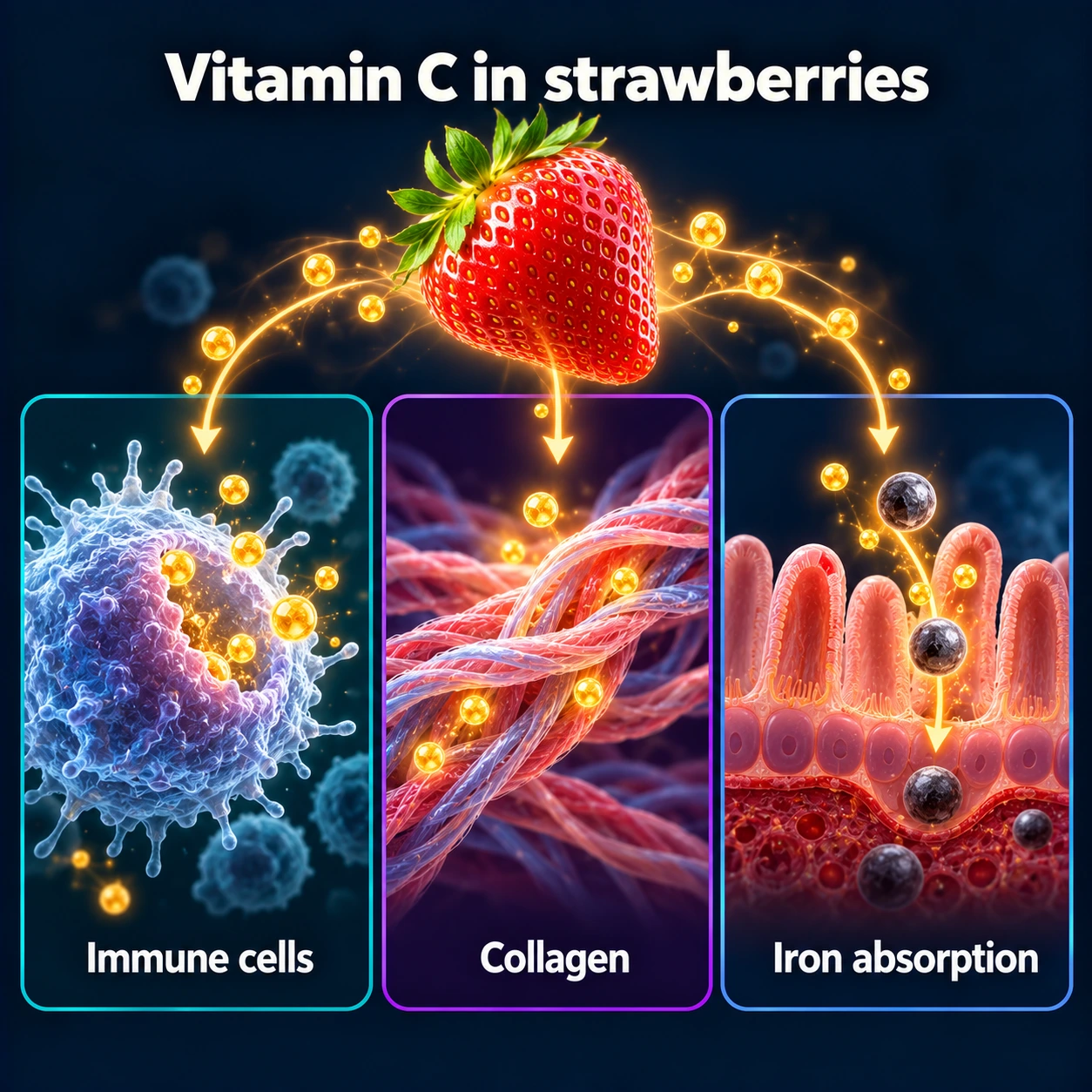Infographic: immune cells, collagen, iron absorption